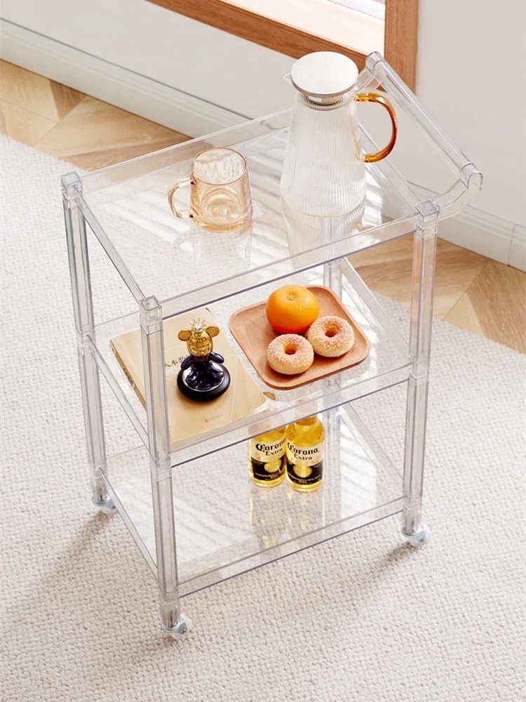 

Nordic acrylic storage cabinet for household transparent mobile small cart storage, kitchen storage rack