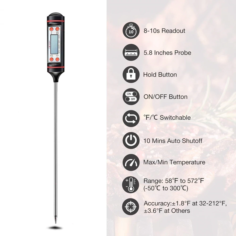 Digital Thermometer Meat Cooking Food Kitchen BBQ Probe Water Milk Oil Liquid Oven Digital Temperature Sensor Meter Thermocouple