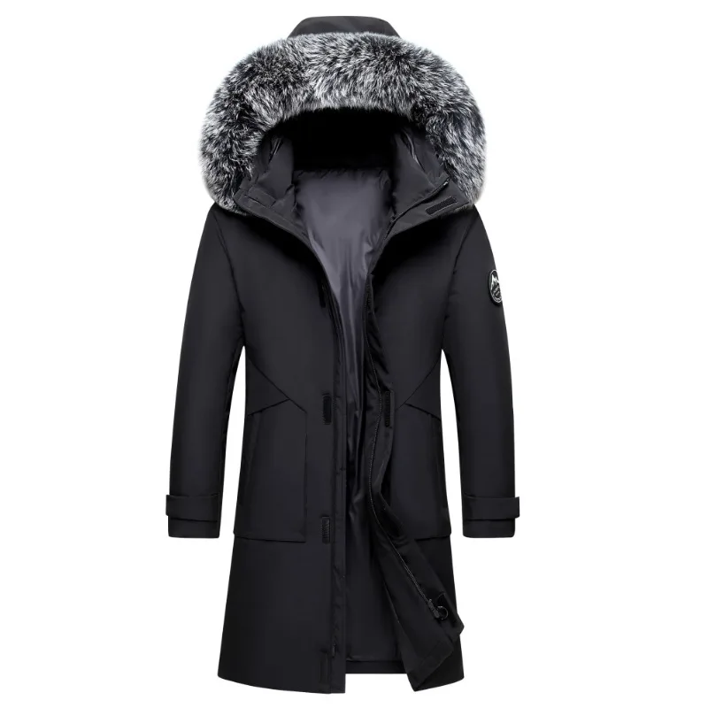Autunno inverno lungo uomo piumino antivento cappotti uomo caldo bianco piumino d'anatra giacca con cappuccio parka Multi tasche soprabito maschile 6