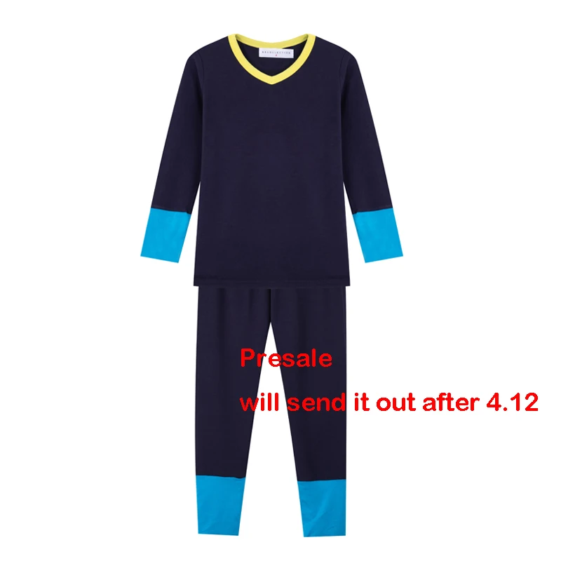 As 2025 kids girl boy set baby modal stretchy - Blue cuff pjs