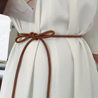 Microfiber Leather Round Cord Women's Belt Adorned with A Versatile Bow Dress Featuring An Elaborate Knotting Detail - Image 6