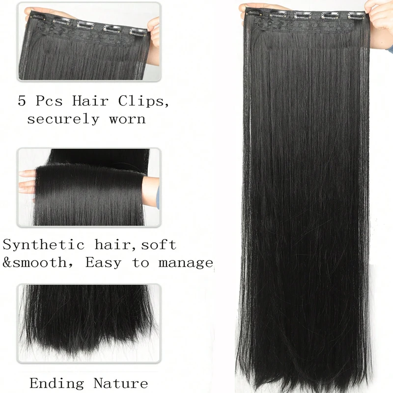 Synthetic Long Straight Hair 5 Clips Hair Extensions Ponytail Extension For Ladies Girls 40/24 Inches Clip In Extensions hair extensions