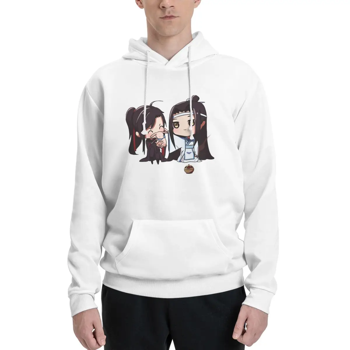 

Smol Lan Zhan And Wei Ying Couples Plus Velvet Hooded Sweater Funny Graphic High grade Fitness Kawaii Hooded rope pullover