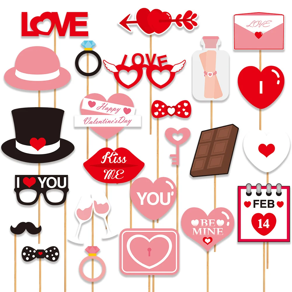 

Valentines Day Photo Booth Props for Valentines Day Event Party Favors and Decorations Art Crafts Creative Funny Disguise Props