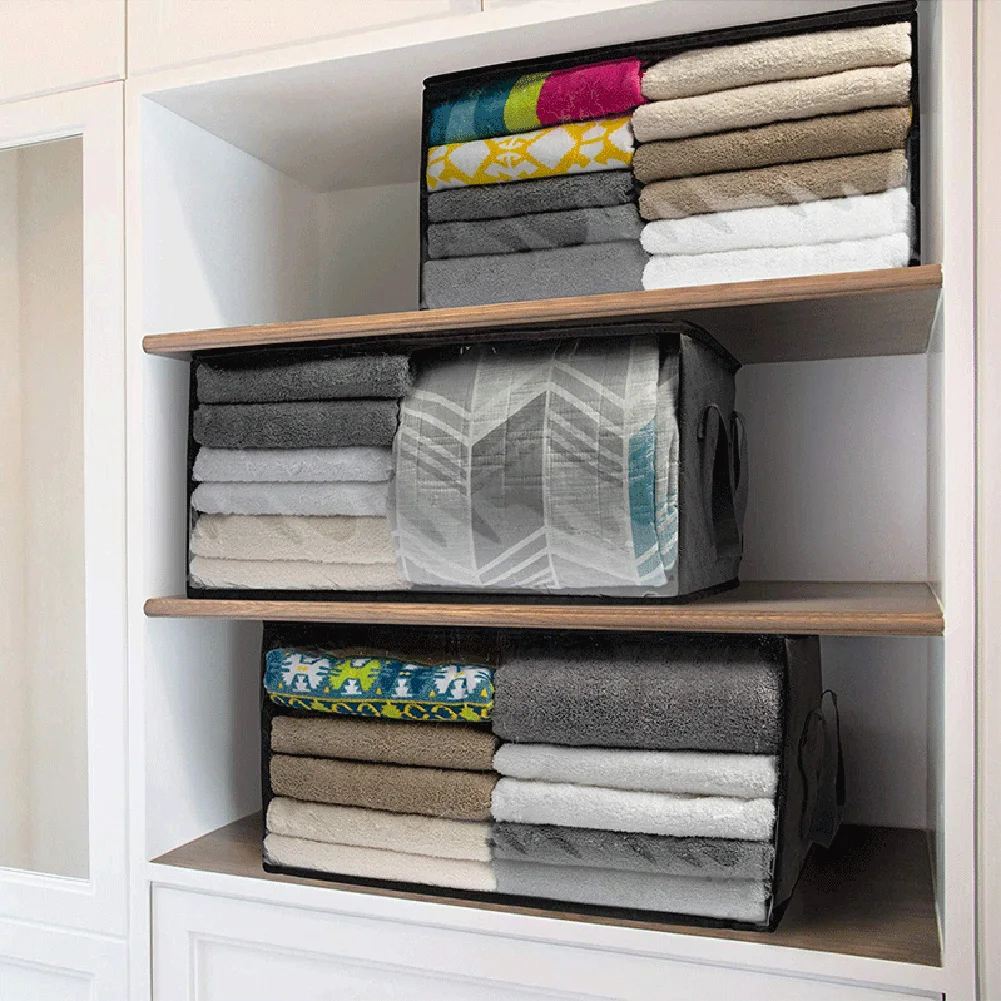 Foldable Blanket Storage Bags Clothes Storage Organizers with Sturdy Zippers Sweater Quilts Organizer for Organizing Blanket 3