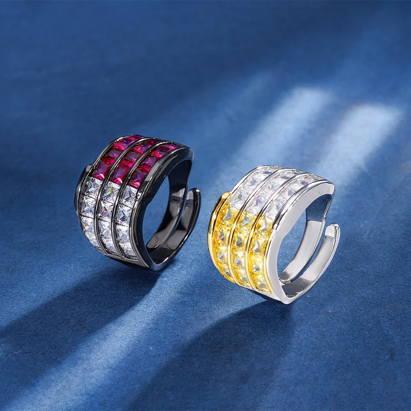 

Новинка 2024, медное позолоченное кольцо в европейском и американском стиле с красочным сокровищами, набор в стиле ретро, черное Золотое кольцо, персонализированное кольцо