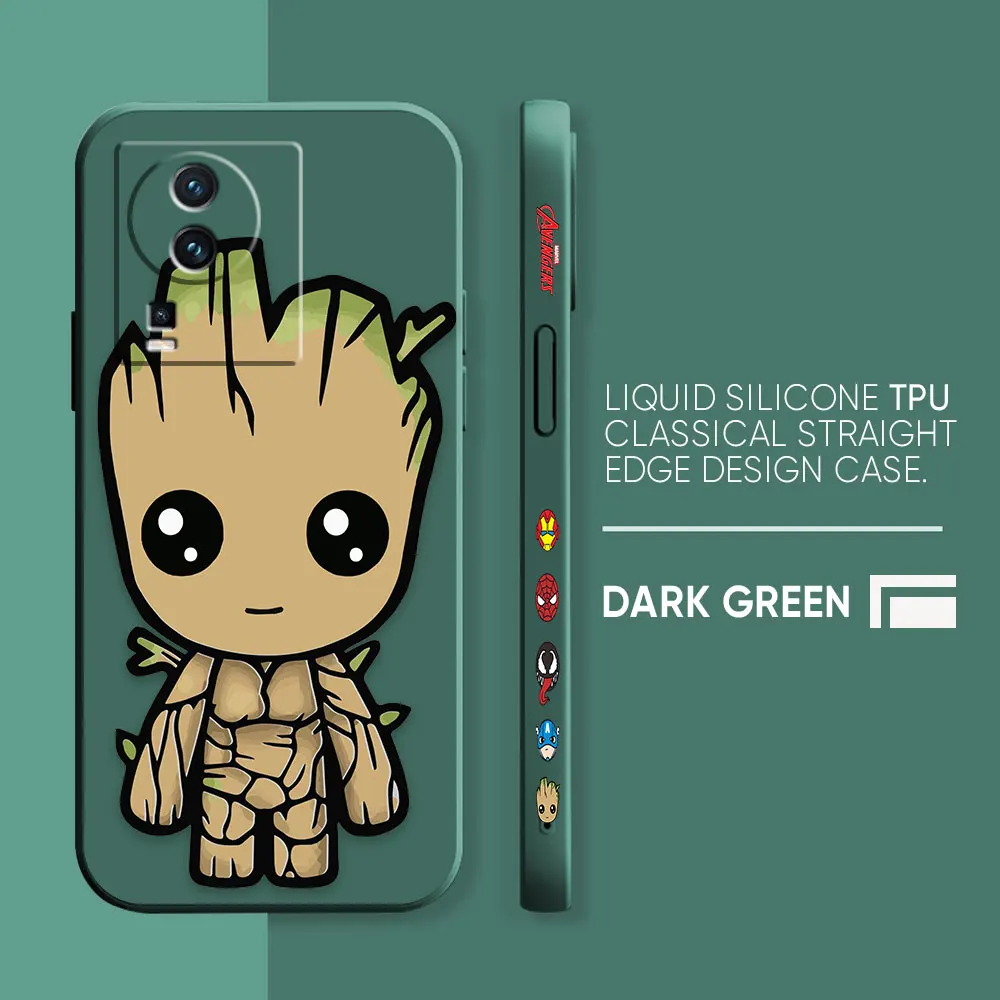 thumbnail image 1 of Case For VIVO IQOO 5 7 8 9 10 11 Pro 5G Z6 Z7 NEO3 5 5S 6 7 Colour Simple Liquid Silicone Case Cartoon Marvel Baby Groot, 1 of 5