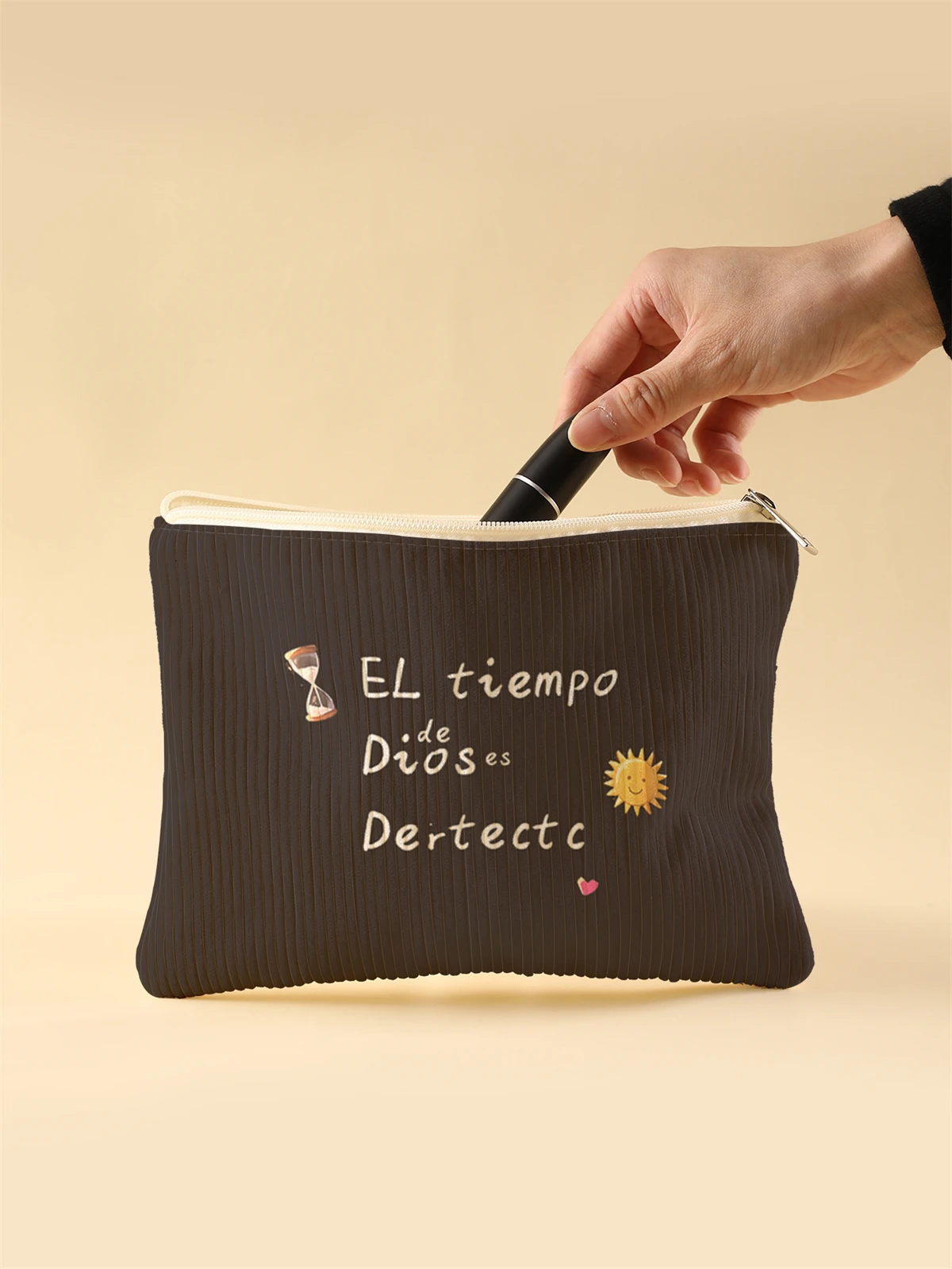 Corduroy Travel Cosmetic Bag Portable Makeup Storage Bag Purses Women Large Capacity Zipper Make Up Organizer Storage Clutch