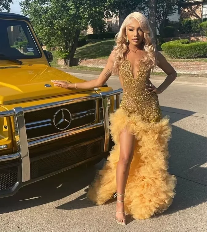 Sequins Long Prom Dresses For Black Girls Sparkly Beaded Birthday Party Dresses African Evening Gown Robe De Customized
