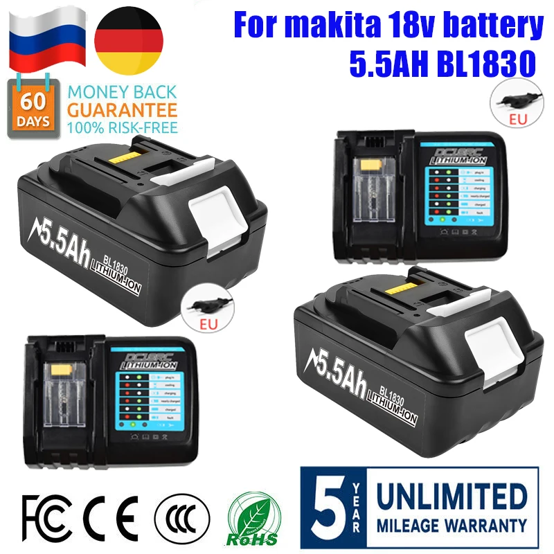 2022 Upgraded 18V Battery for  Makita BL1830 BL1850B BL1850 BL1840 BL1860 BL1820 BL1815  Replacement Lithium Battery