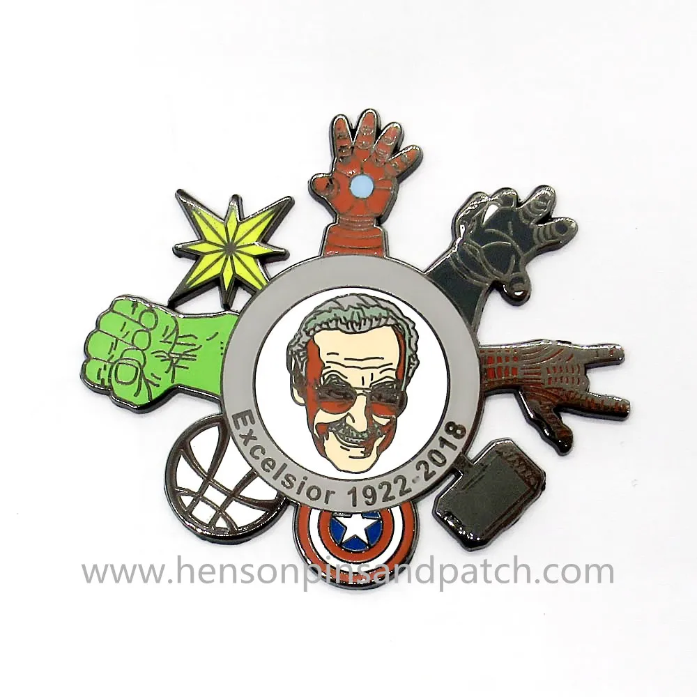 

China Supplier metal High polish zinc alloy big size hard enamel group badge