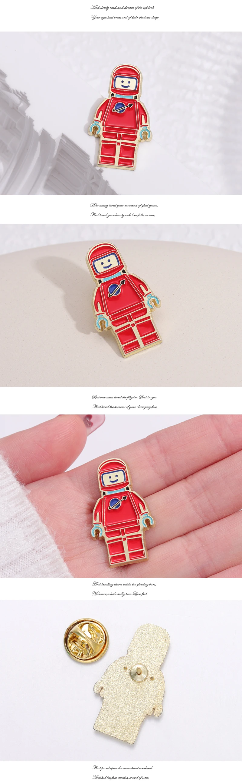 Astronaut Emaille Pins benutzer definierte Kosmonauten Raumfahrer Broschen Revers Abzeichen Cartoon Spiel Charakter Schmuck Geschenk für Kinder Freunde – Detail 2