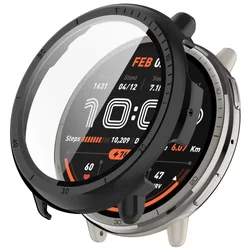 Enhanced Protective Case with Full Coverage Tempered Glass Screen Protector and Bumper Shell Accessory - Amazfit Active 2 (PC Black)