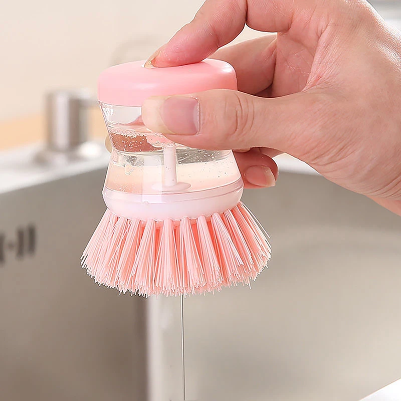 2024 New Kitchen Wash Pot Dish Brush Washing Utensils With Washing Up Liquid Soap Dispenser Household Cleaning Accessories 2