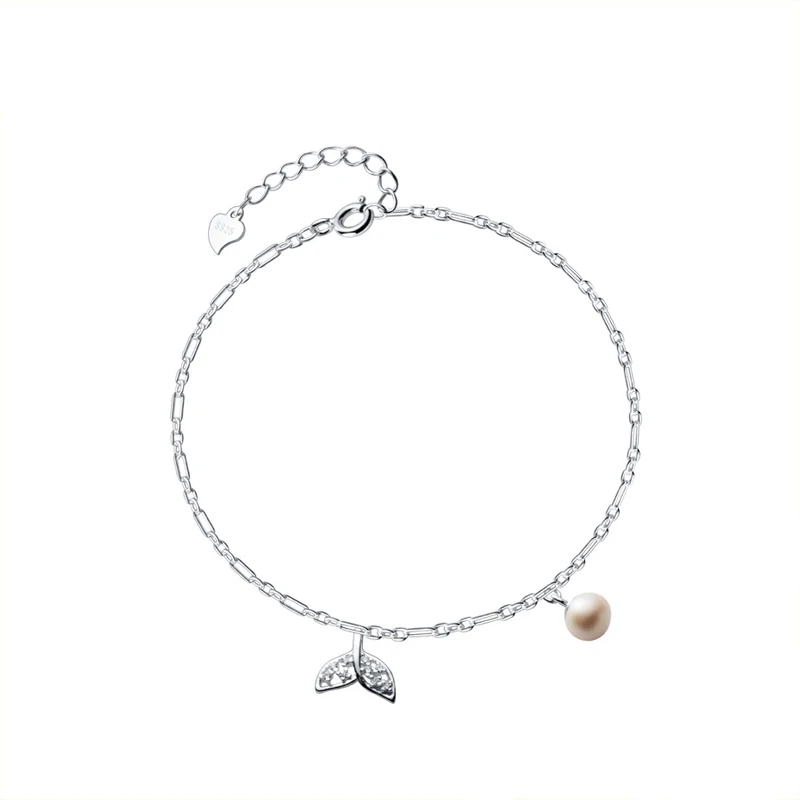 Modian Elegant 925 Sterling Silver Mermaid Tail With Charms Adjustable Anklet Leg Chain For Women Charm Clear CZ Foot Jewelry