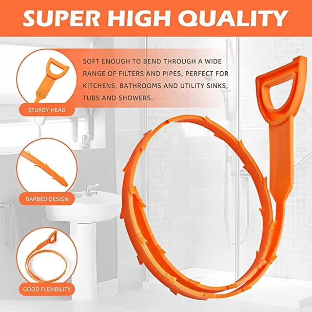 liboyixi 6 in1 Drain Clog Remover Tool, Sink Snake Cleaner Drain Auger Sewer Toilet Dredge, Snake Drain for Hair Remover Tool for Sewer