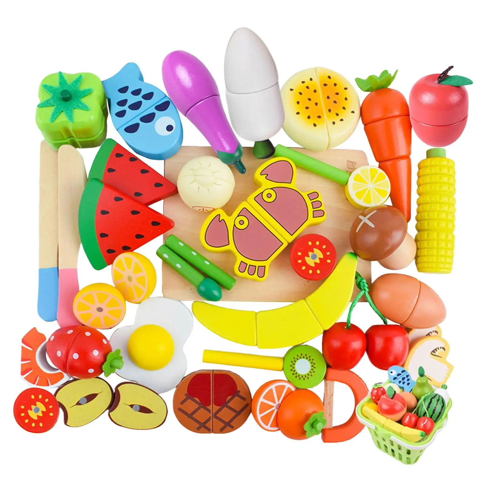 

35Pcs Cutting Fruit Vegetables Set for Kids Durable Kitchen Toys for Boys Kids G