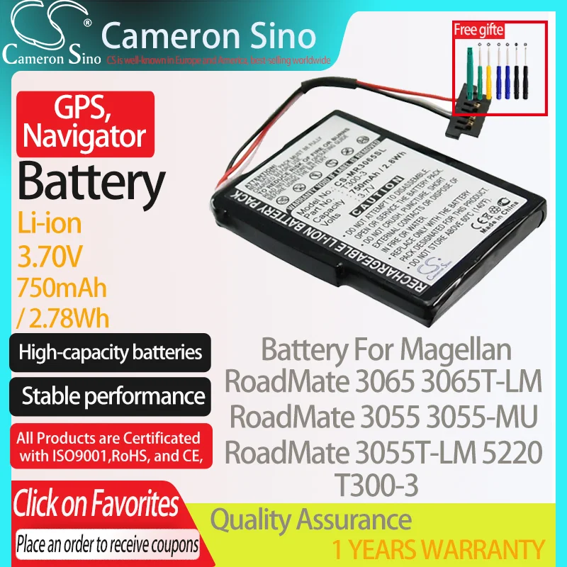 Batteria Cameronsino Per Magellan Roadmate 3065 3065T-Lm 3055 3055-Mu 3055T-Lm 5220-Lm Adatto Magellan T300-3 Gps, Navigatore Batteria