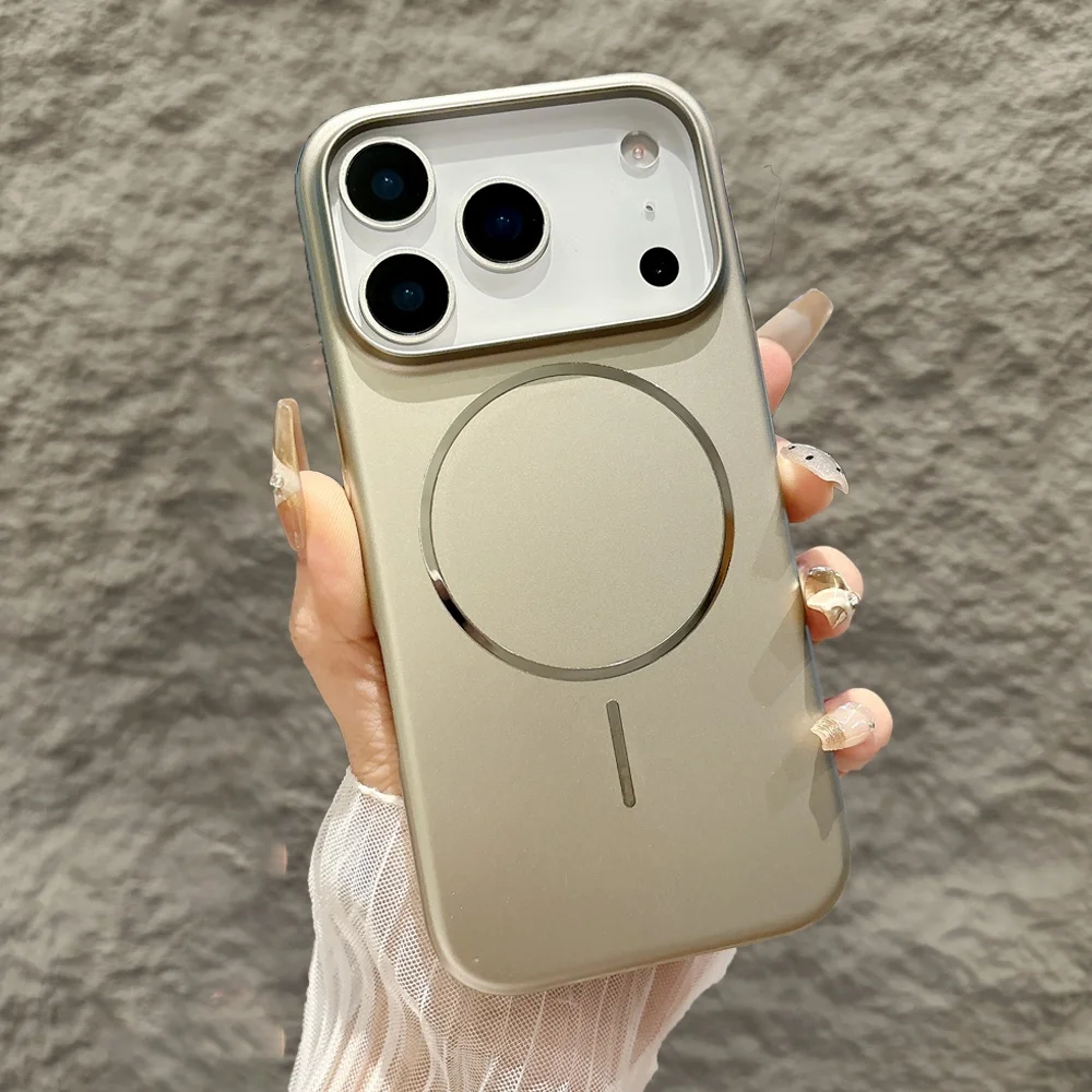 Sleek Metallic Paint Frosted Hard Case with Wireless Charging Capability