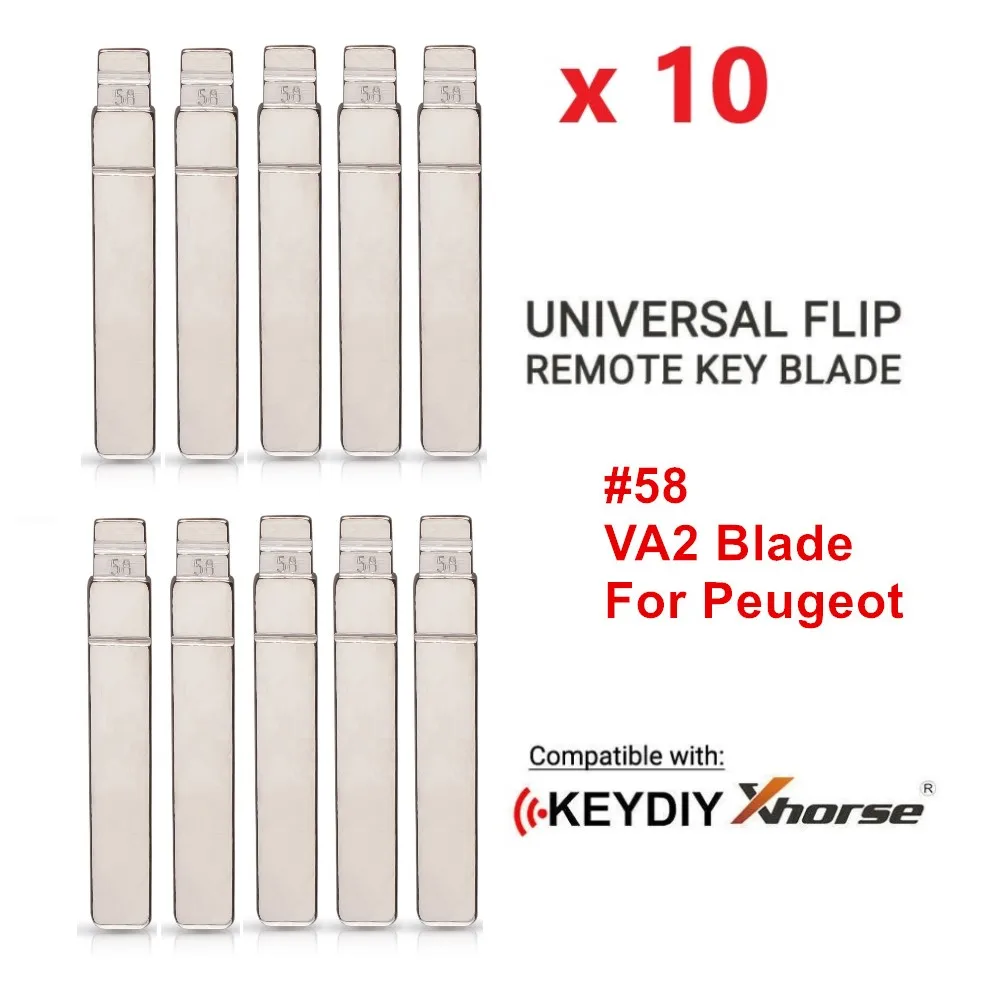 10pcs 58# VA2 Metal Uncut Blank Flip Remote Key Blade for Peugeot Citroen Renault for Keydiy KD Xhorse VVDI JMD