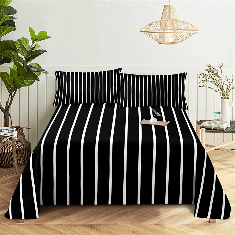 Striped Plaid 0.9/1.2/1.5/1.8/2.0m Digital Printing Polyester Bed Flat