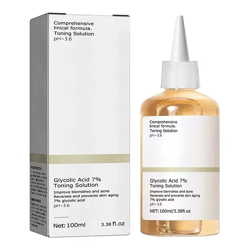 Glycolic Acid 7% Toning Facial Solution Rice Water Toner Skin Care Lighten Pore Glow Acid Toner Lifting Firming Wrinkles Dispelling Acne