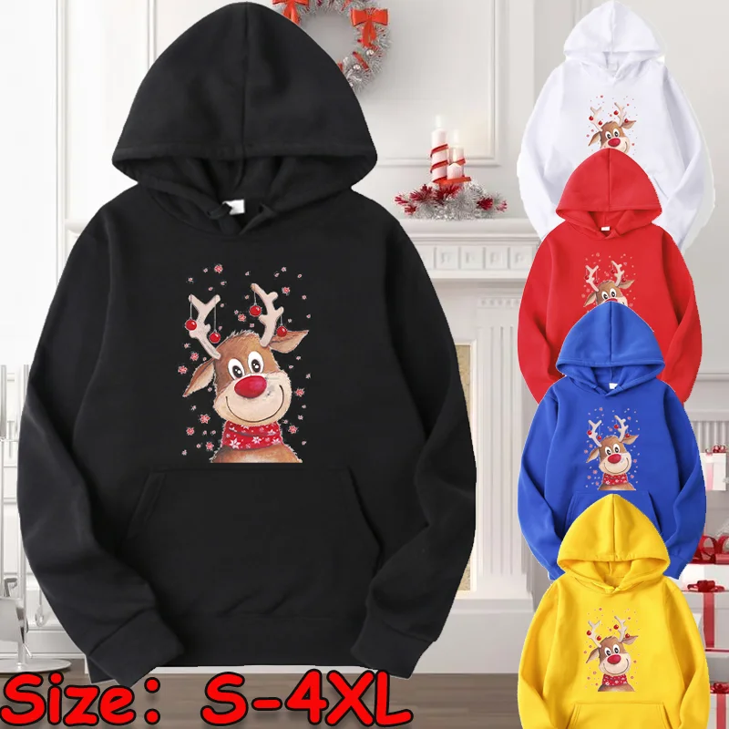 Women's Elk Print Sweatshirt Christmas Novelty Christmas Sweater Top Long Sleeve Round Neck Casual Pullover