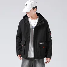 

2021 Japanese Fashion Tooling Jacket Men's Spring and Autumn Thin Hooded Loose Casual Outerwear Tide Brand Young Men's Clothing