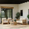 4-Piece Teak & Woven Rope Outdoor Sofa Set, All-Weather-Resistant Beige Patio Furniture with Cushions for Garden, Deck, Backyard 5