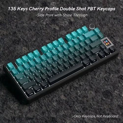 Gradient Green Shine Through Keycaps - PBT Double Shot Side Printed, OEM Profile for Gaming Keyboards (135 Keys) (QM - CHERRY)