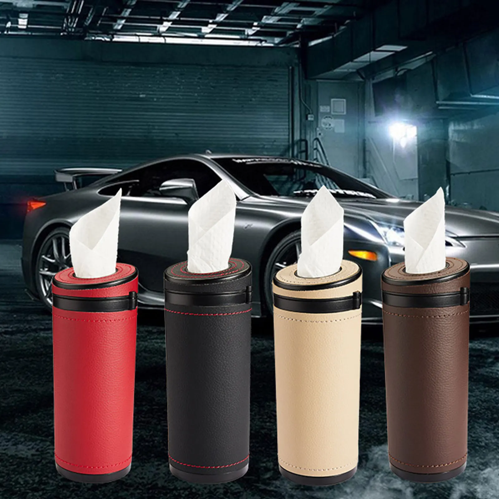 PACK OBJETS DE DECORATION Boîte à Mouchoirs Rectangulaire En Cuir