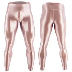Sexy mens gloss pantyhose Stretch Shiny yoga pants work out leggings sport fitness push up compress pants