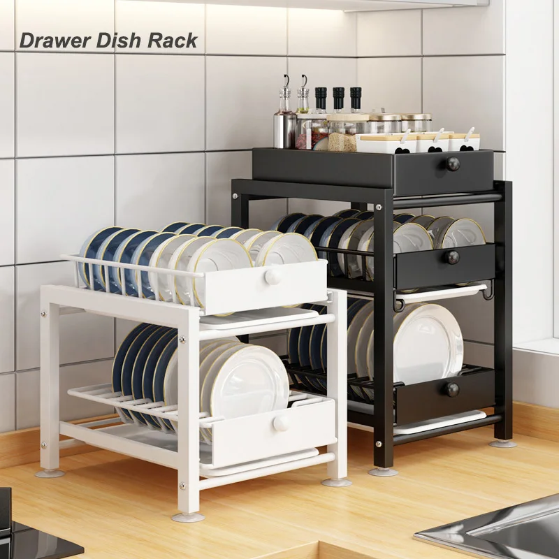 Kitchen Pull Out Dish Rack Drainer Home Countertop Multifunctional ...