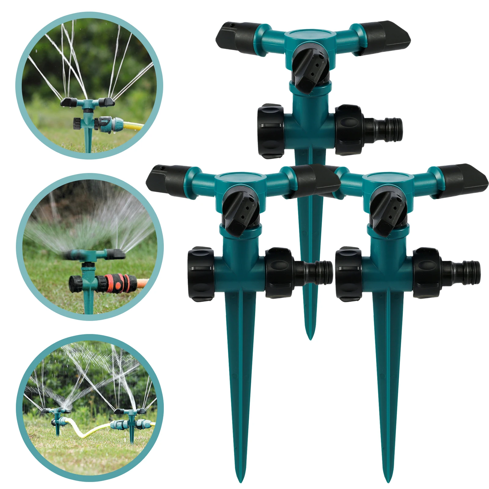 

3Pcs Garden Sprinkler 360° Automatic Rotatable Lawn Sprinkler Adjustable Irrigation Watering Sprinkler Leak-Proof Plant Grass