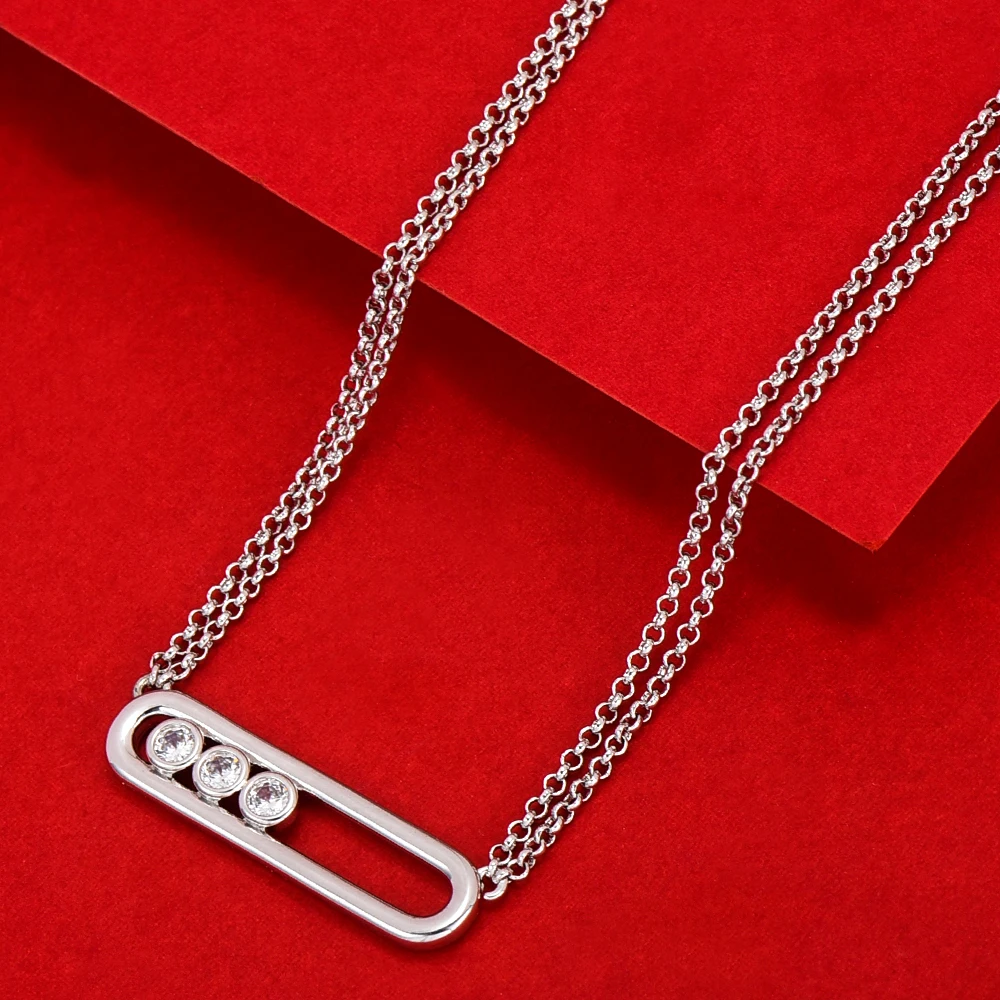 Siscathy Simple Fashion Geometry Zirconia Pendant Necklaces For Women Geometry Chain On The Neck Nigerian African Jewelry