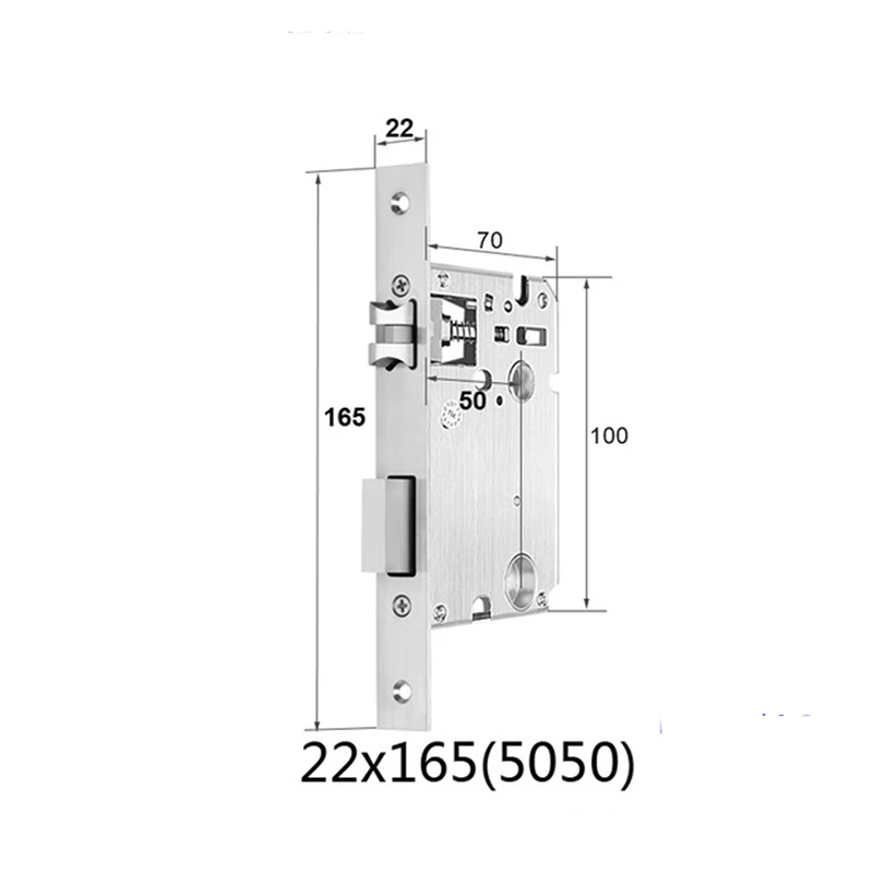 Description Picture 6 of item5050 22x147 160 170 180 190 200 220 240  Round Corners steel security fingerprint door lock body,Mechanical lock accessories