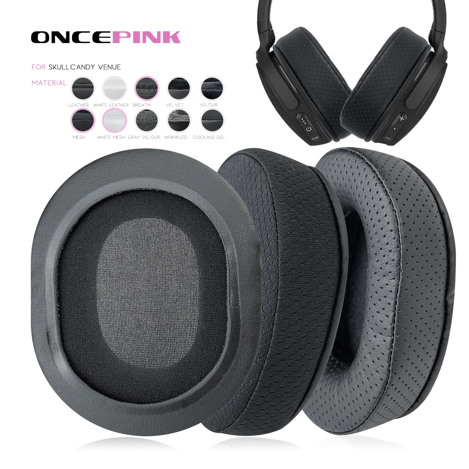 Oncepink Replacement Earpads for Skullcandy Venue Headphone Ear Cushion Earcups Headband Earmuffs