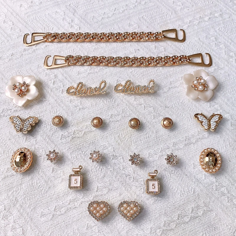 Shoe Charms for Crocs DIY Diamond Pearl Chain Gemstone Decoration Buckle for Croc Shoe Charm Accessories Kids Party Girls Gift