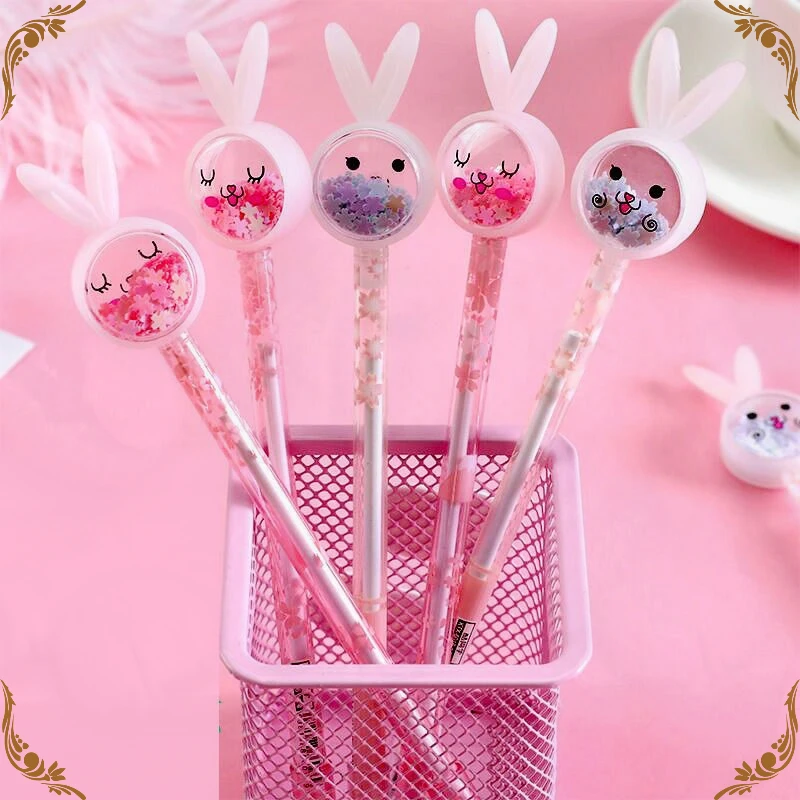 Wholesale Creative Cartoon Gel Pens Set, Simple and Flowing Diamond Cute Rabbit Needle Tube Kawaii Stationery