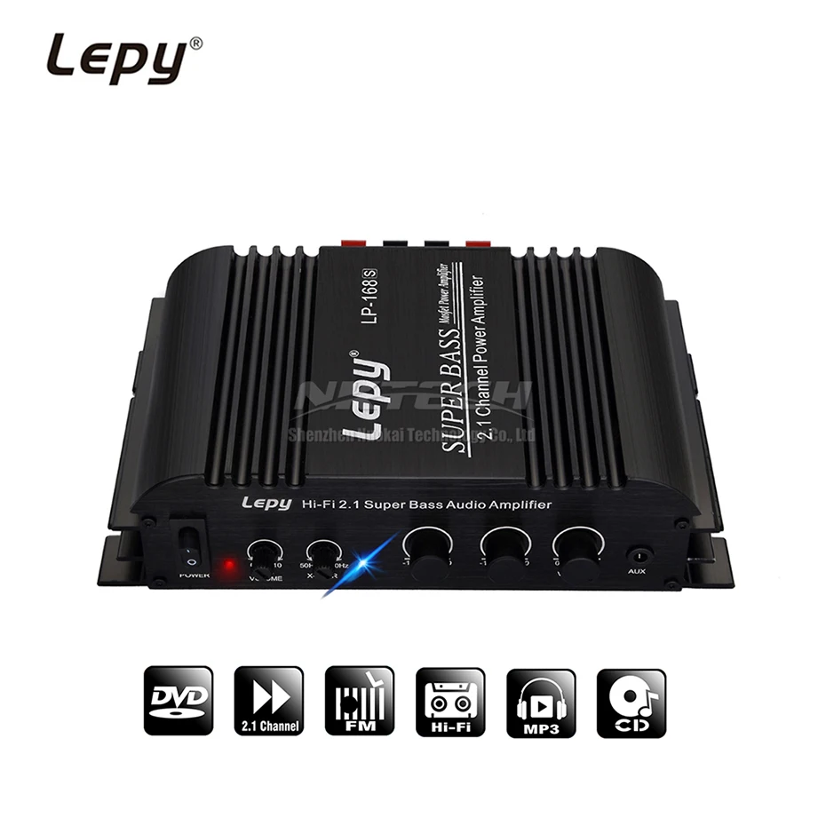 

LP-168S Digital Stereo Power Amplifier Audio 2.1 Channel 2x 40W 68W RMS Output Super Bass Hi-Fi USB Car Player LP-168HA Upgrade