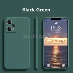 Enhanced Silicone Soft TPU Phone Case - Premium Protective Cover for Poco X5 5G (Black Green)