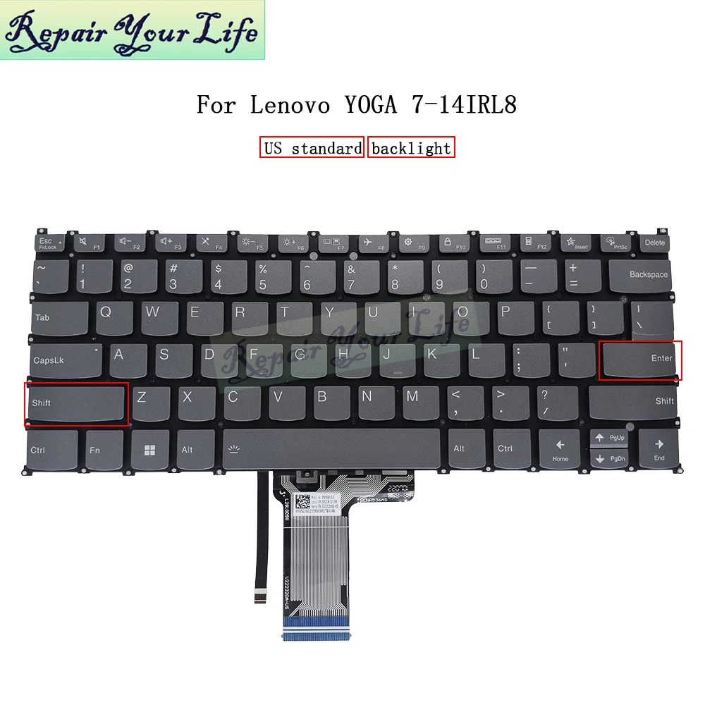 Teclado Retroiluminado Inglês dos Eua para Lenovo Teclado do Portátil Luz de Fundo Ioga 14irl8 82yl em Ph4sb-us V222320as1-us Sn21k12158