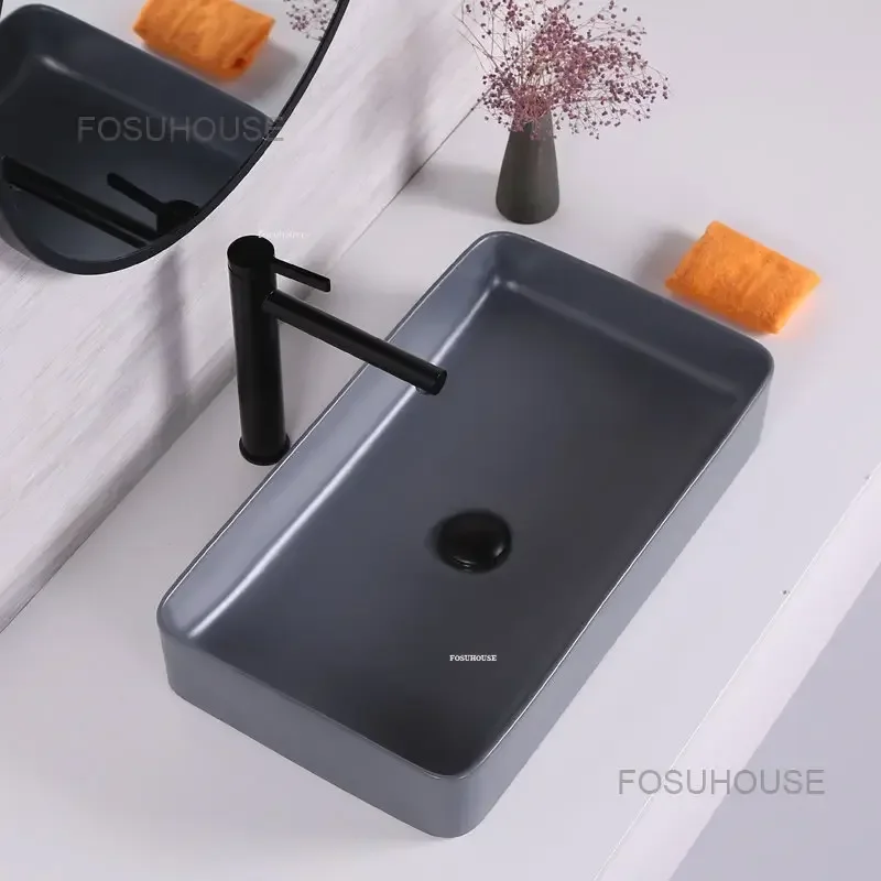 Luxury Ceramic Bathroom Sinks Colored Washbasin Home Wash Basin Mirror European Bathroom Washbasins Washing Sinks Hand Basin XY 3