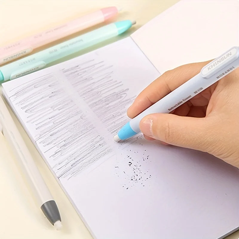24pcs/set Pen Shape Press Type Pencil Eraser Replaceable Core Sketching Painting Writing Erase Supplies Japanese Stationery 2