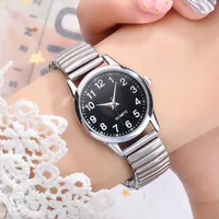 1/2PCS Fashion Couple Watches Simple Arabic Dial Men Quartz Watch Elastic Band Women Wristwatches 6