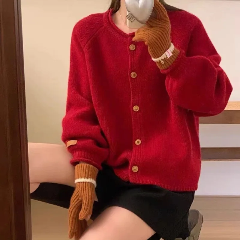 Women Loose Knitted Sweater Tops Autumn Long Sleeve