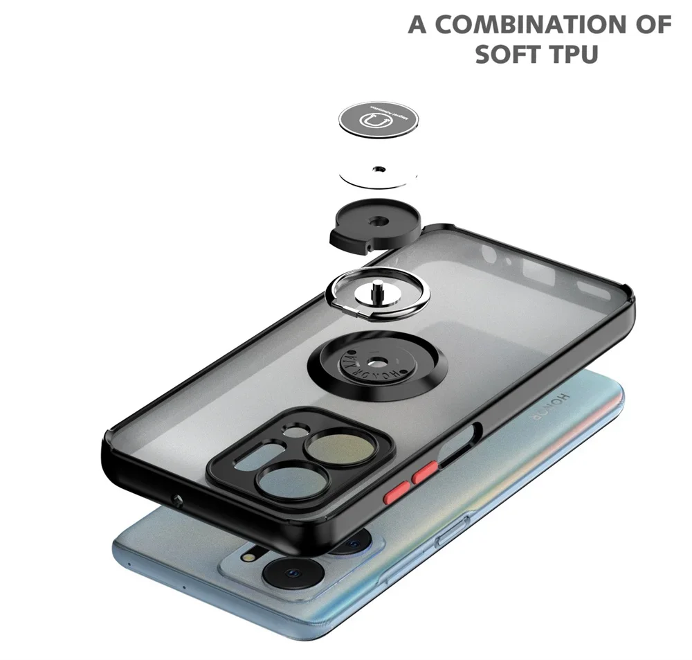 Shockproof Matte Case with Car Magnet Ring Holder Cover