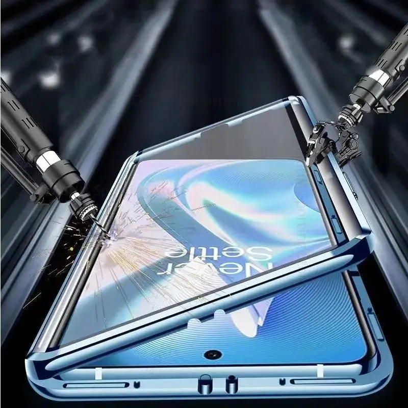 For OnePlus 10T Ace Pro Magnetic Adsorption Tempered Glass Phone Case For One Plus 10 Pro 360 Double-Sided Protector Flip Cover