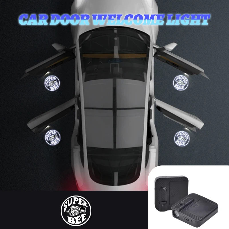 1/2 Pz Bumblebee Super Bee Logo Wireless Car Door Proiettore Led Lampada Di Cortesia Per Dodge Demon Challenger Caravan Ram Sxt6 Srt