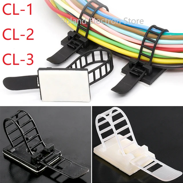 10 PCS Cable Clips Self Adhesive Cord Management Black Wire Holder Organizer  Clamp Self-adhesive Car Wire Clip Accessories - AliExpress